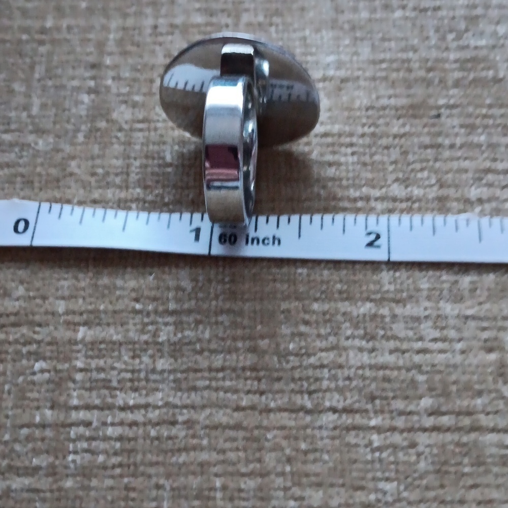Silver Synthetic Red Stone Set Ring - Picture 8 of 14